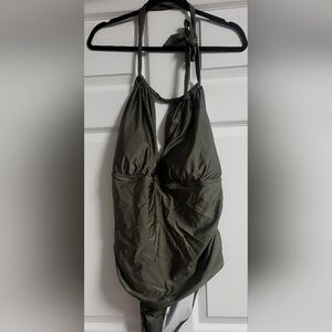 Cupshe - Chic Olive Green One Piece Padded Swimwear - Size 4X